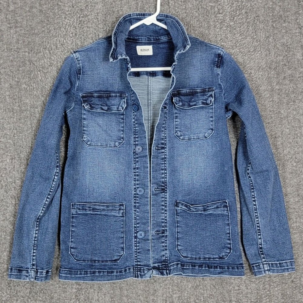 Hudson Jean Jacket Womens Small* Blue Flap Pockets Stretch Denim
